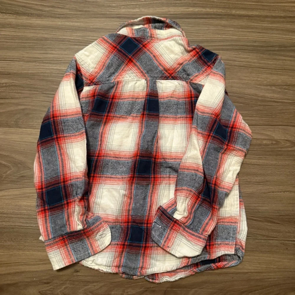 Wonder Nation Boys Warm,Cozy Red and Blue Plaid Button Down Flannel Shirt-XS 4/5